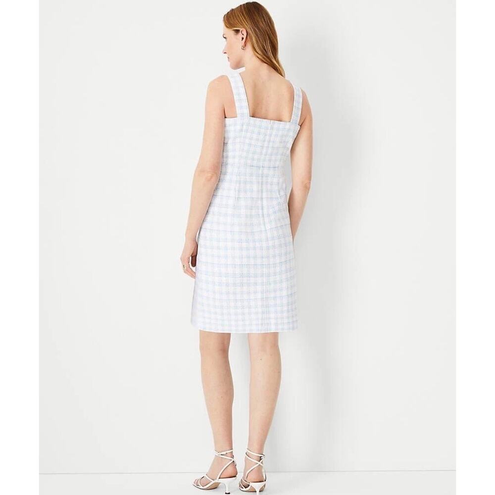 Ann Raylor Plaid High Square Neck Sleeveless Sheath Dress Size 0 Petite NWT - Picture 4 of 9